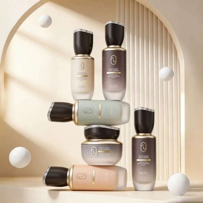 Champagne Gold Cylindrical Skincare Bottle Set 100ml 150ml 50g