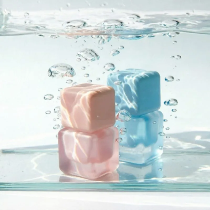 30ml Frosted Pink Square cam fondöten şişesi with Matte Pink Cap