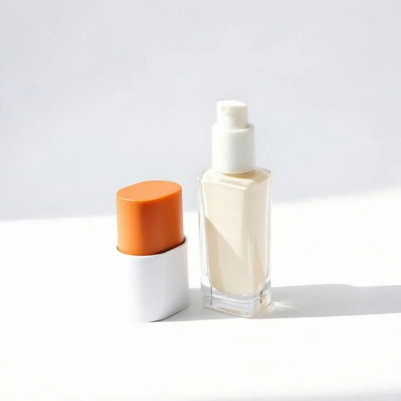 30ml Clear Cylindrical cam fondöten şişesi with Orange Matte Cap