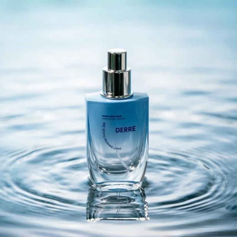 50ml Blue Gradient Square cam fondöten şişesi with Cream Twist Cap