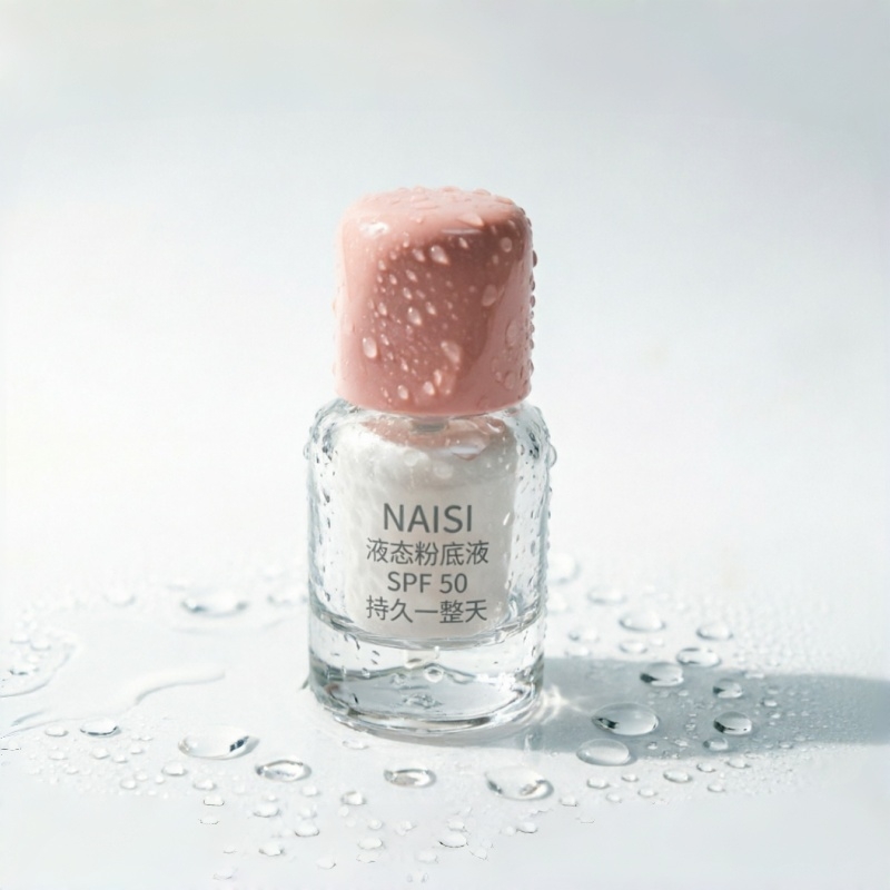 30ml Thick Bottom Round Glass Foundation Bottle with Glossy Peach Pink Cap