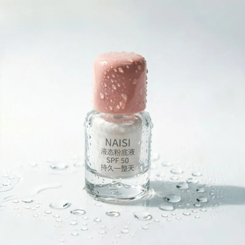 30ml Thick Bottom Round Glass Foundation Bottle with Glossy Peach Pink Cap