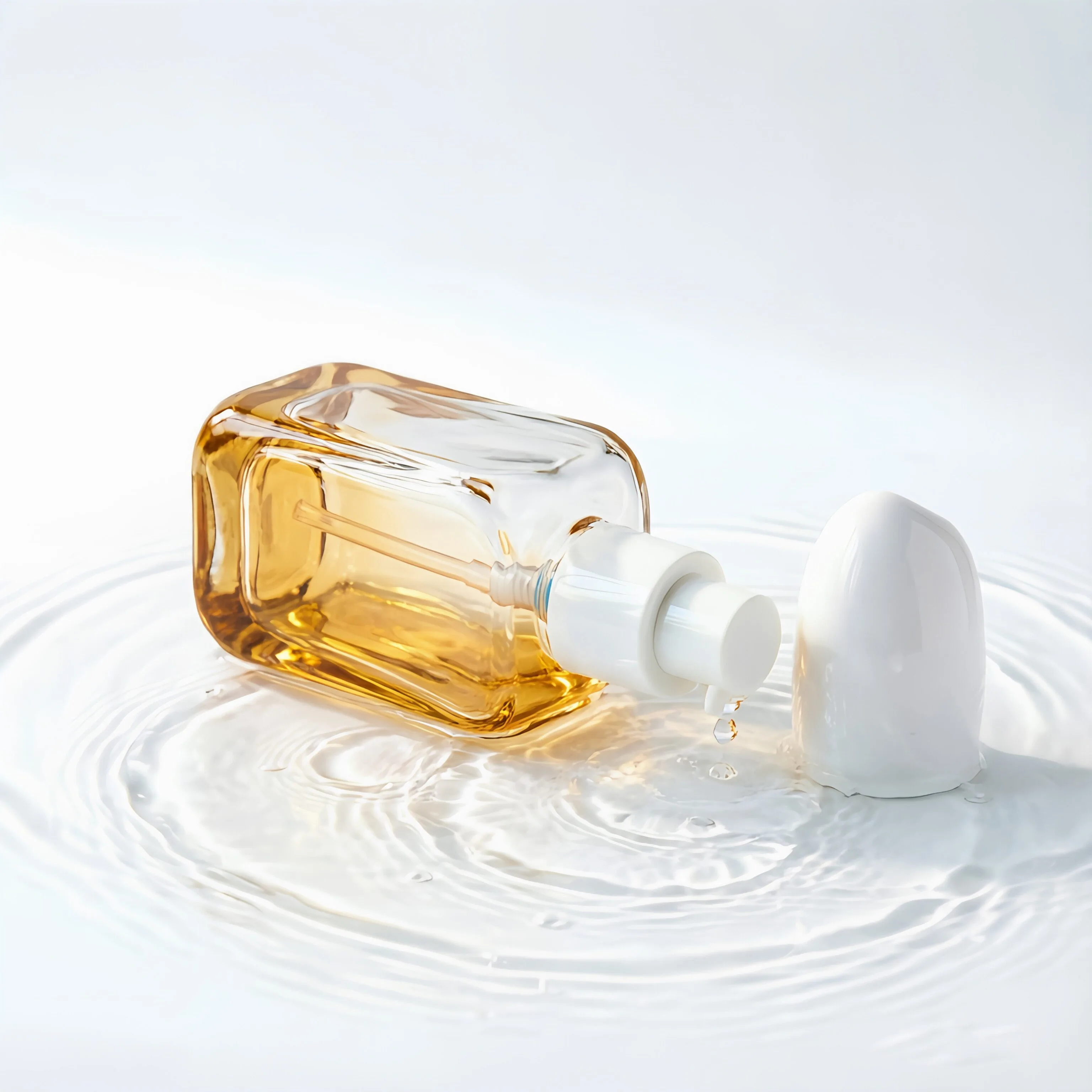 Clear Glass Perfume Oil şişe with Gold Base
