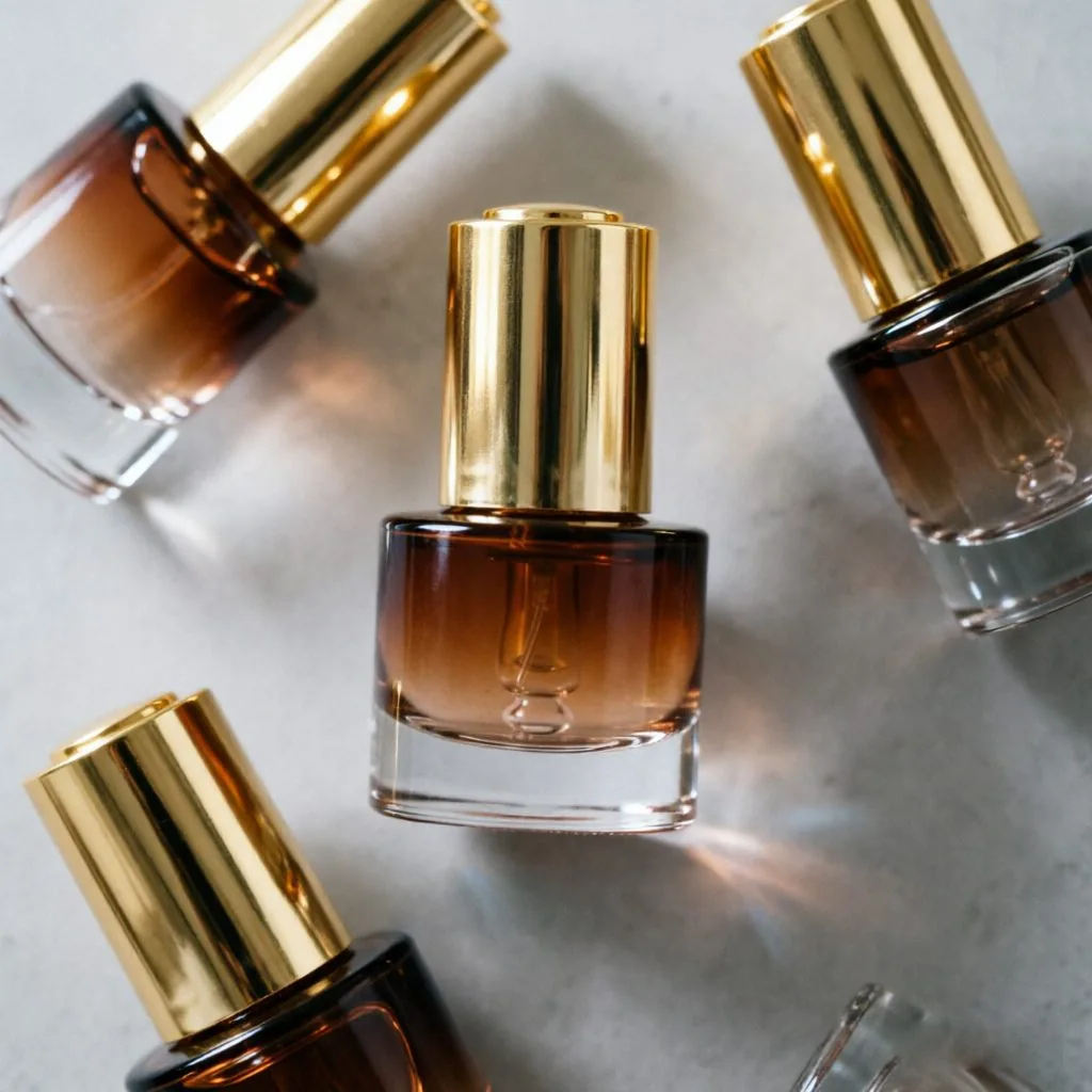 Luxury Amber Glass Serum Pump şişe