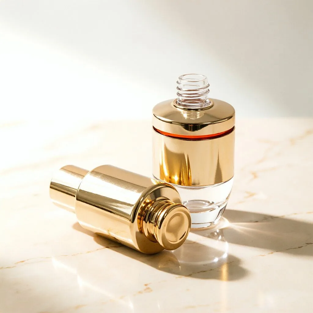 Clear Glass Serum şişe with Gold Pump