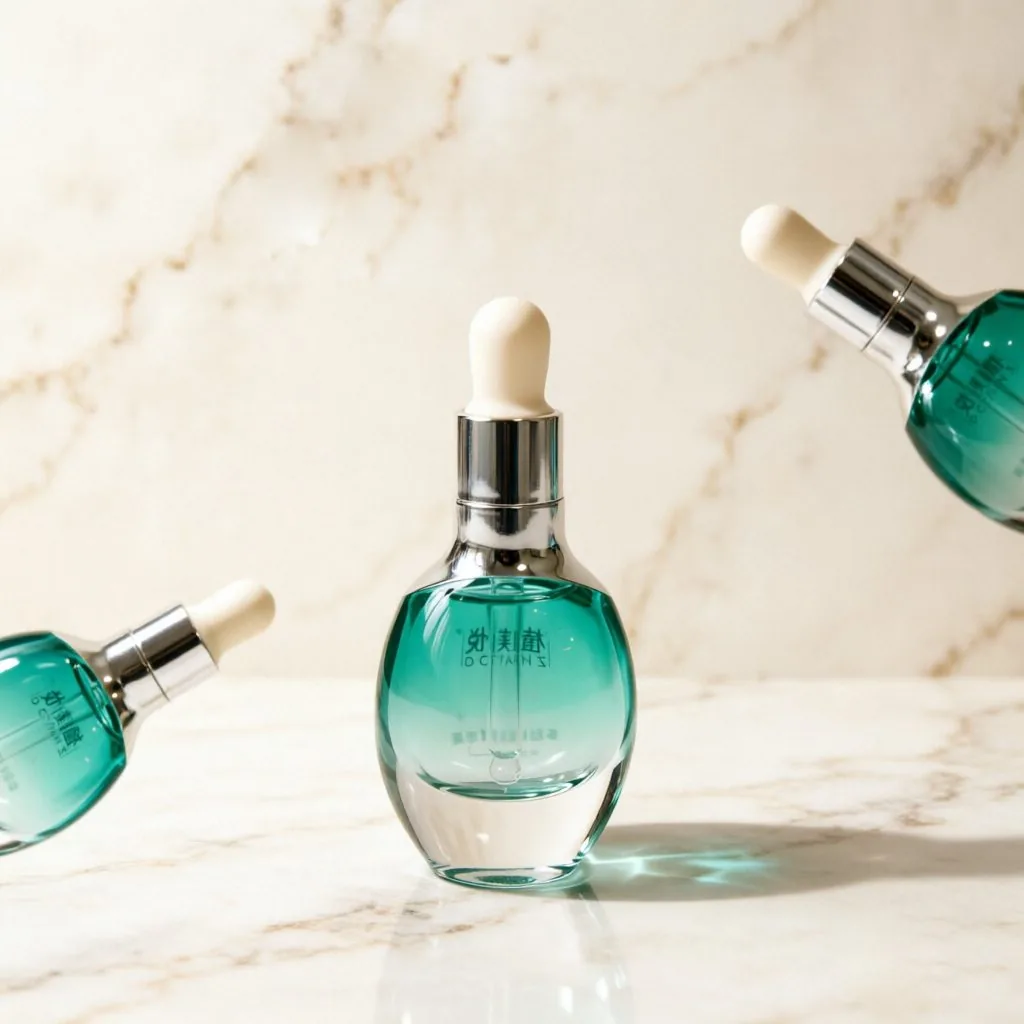 Aqua Blue Glass Serum Dropper şişe