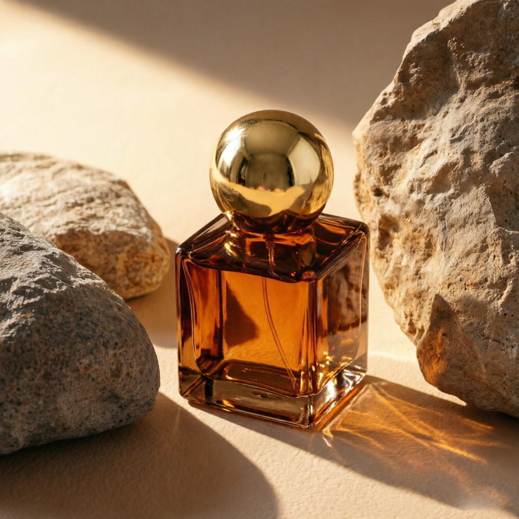 Brown Glass Parfümflasche mit Gold Cap