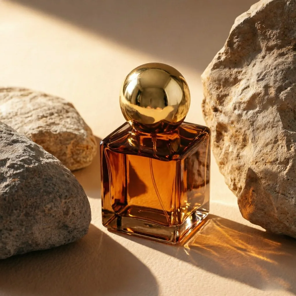 Brown Glass Perfume Bottle with Gold Cap
