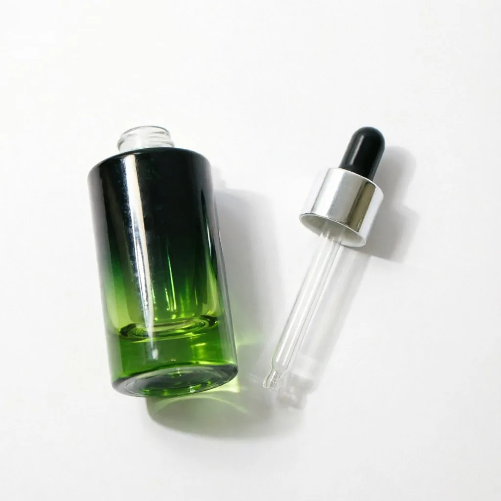 Green Gradient Glass Serum Bottle