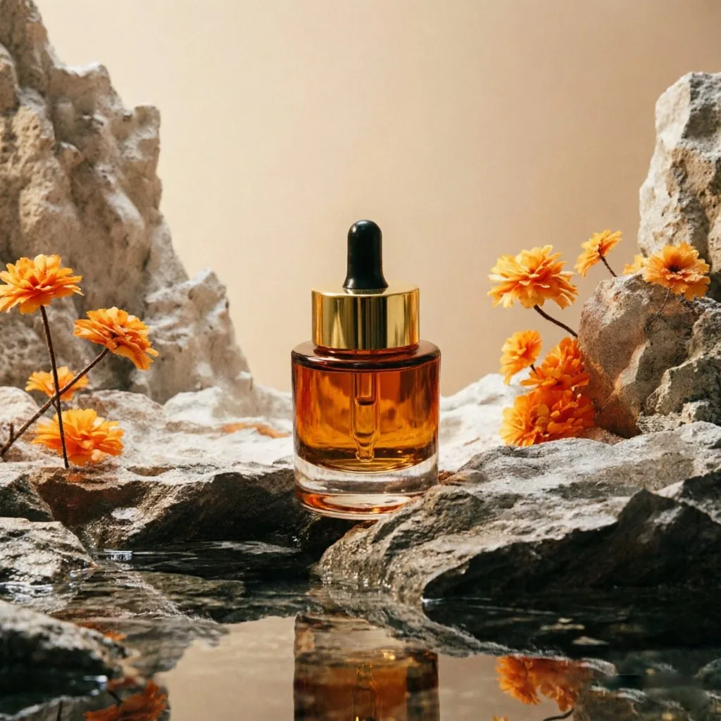 Amber Glass Dropper Bottle with Gold Cap