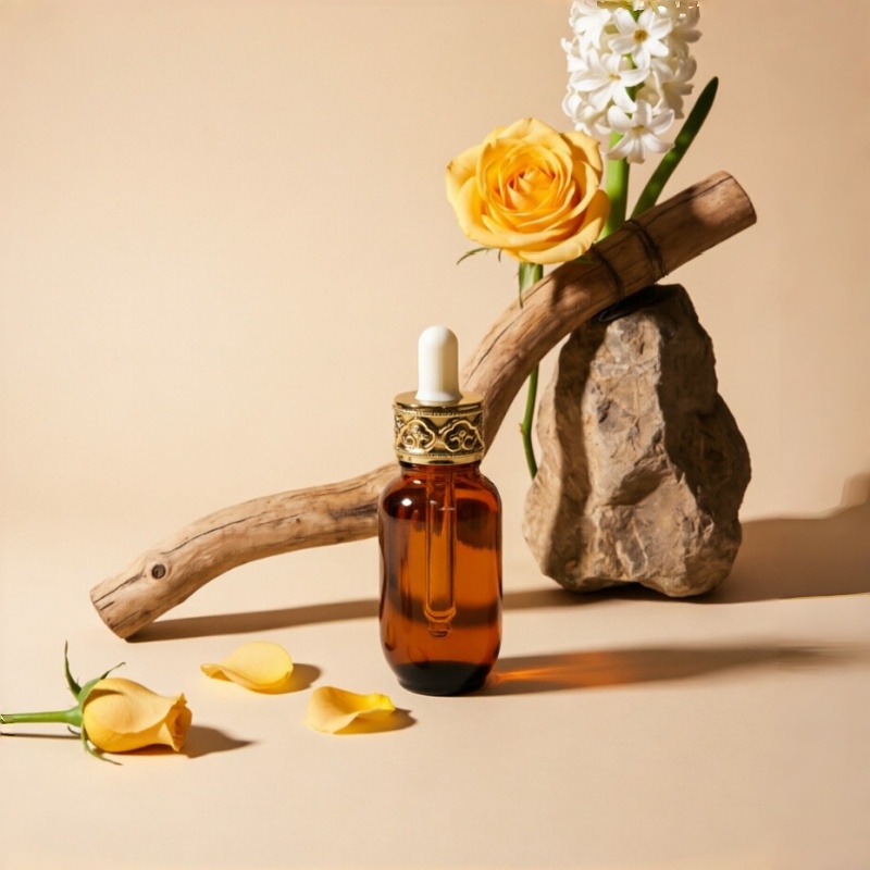Small bernsteinfarben Ätherisches-Öl-Flasche