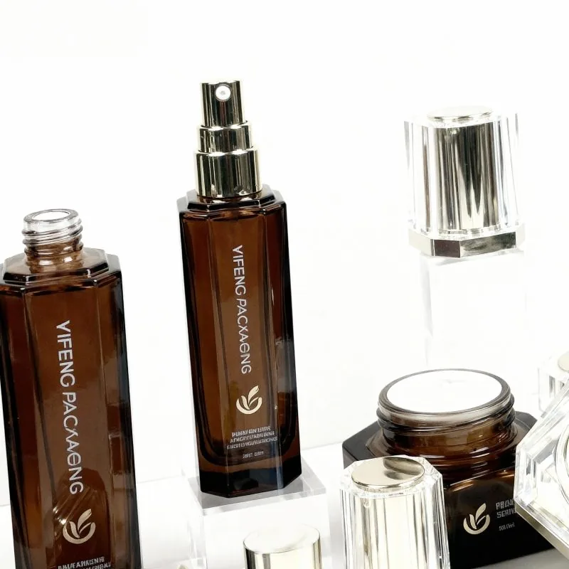 30ml 50ml garrafas cosméticas personalizadas frascos de creme facial garrafas de vidro multifacetadas