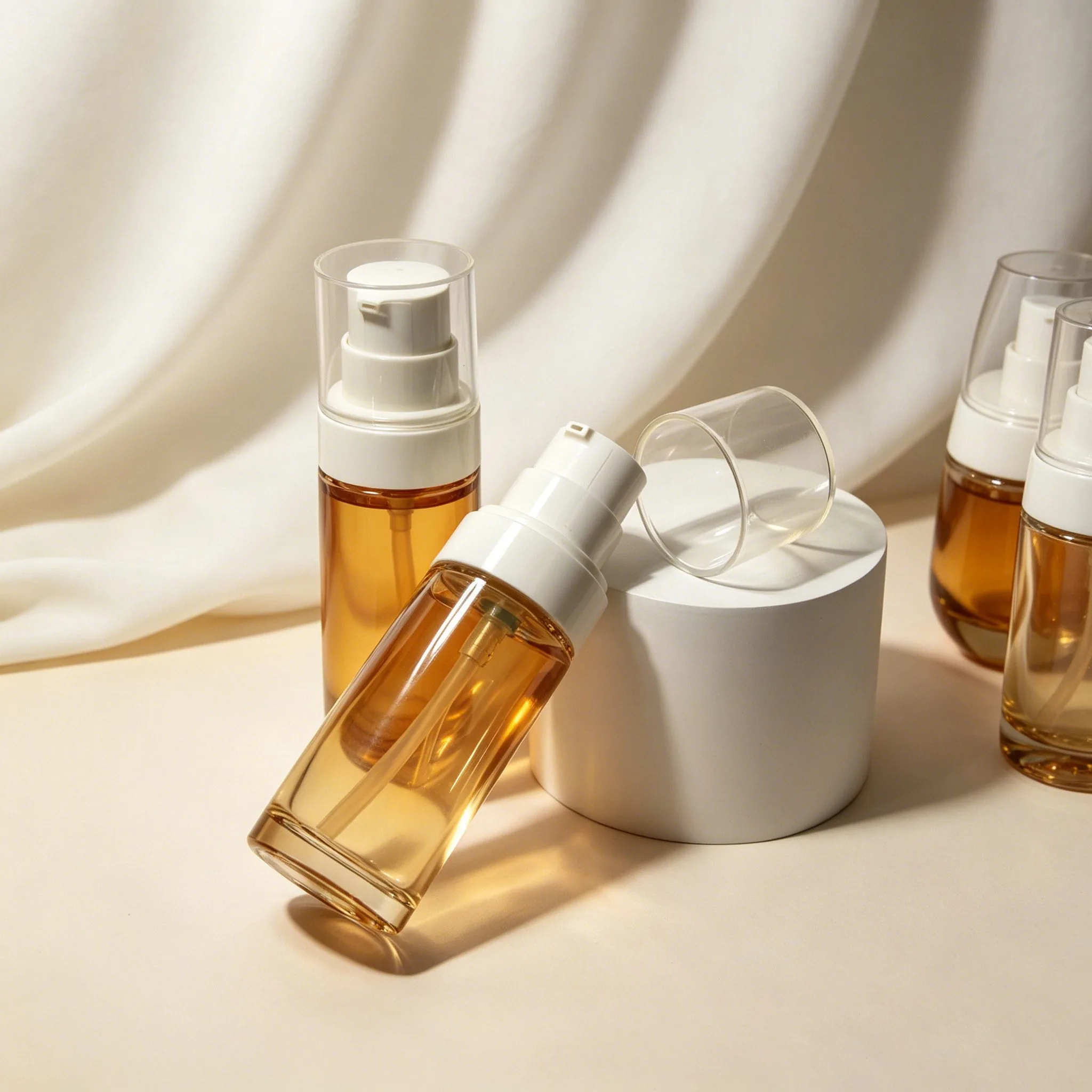 Amber Glass Serum Pump Bottle 30ml