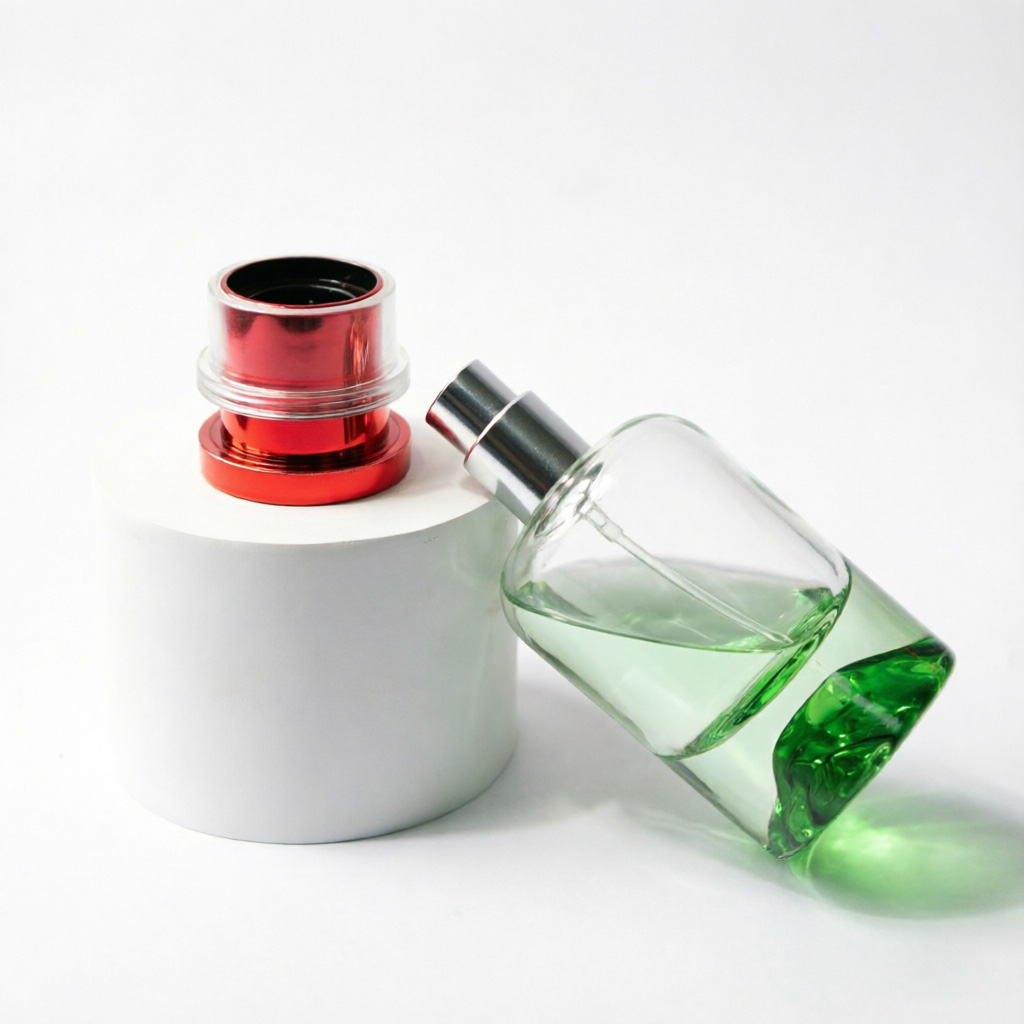 Creative Mountain Landscape Glass Perfume Bottle with Red Cap 50ml