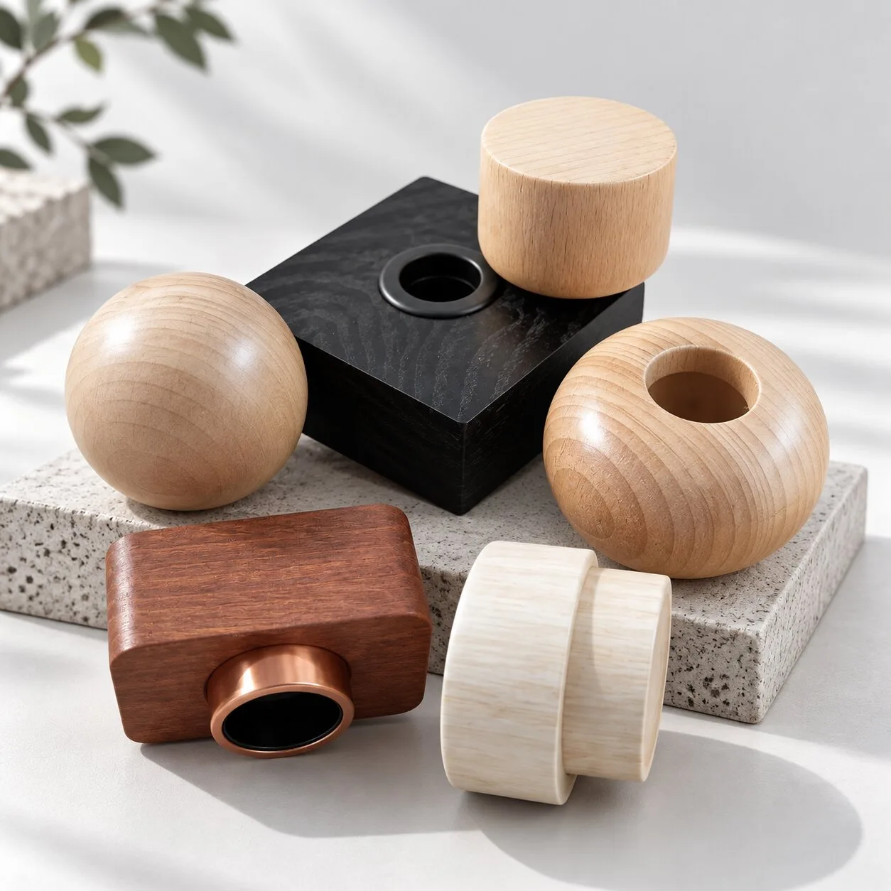 Custom Multi-Shape Bamboo & Wood Cosmetic Bottle Caps