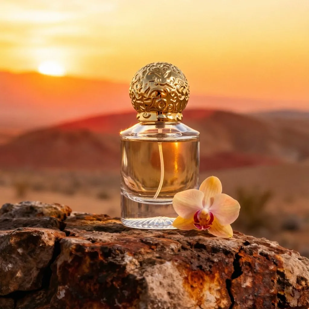 Embossed Square Glass parfüm şişesi with Gold Ball Cap 50ml