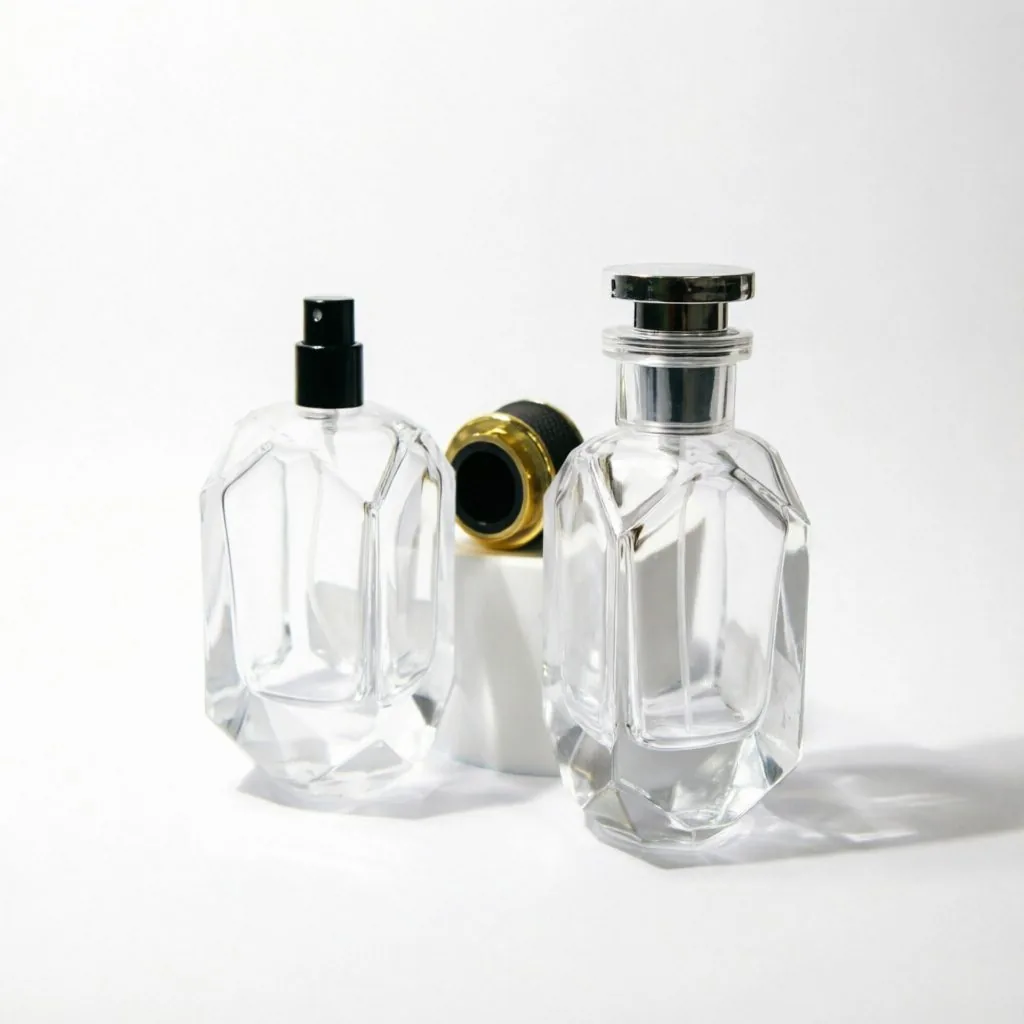 Multi-Faceted Glass Parfümflasche mit Black Gold Cap 50ml 100ml