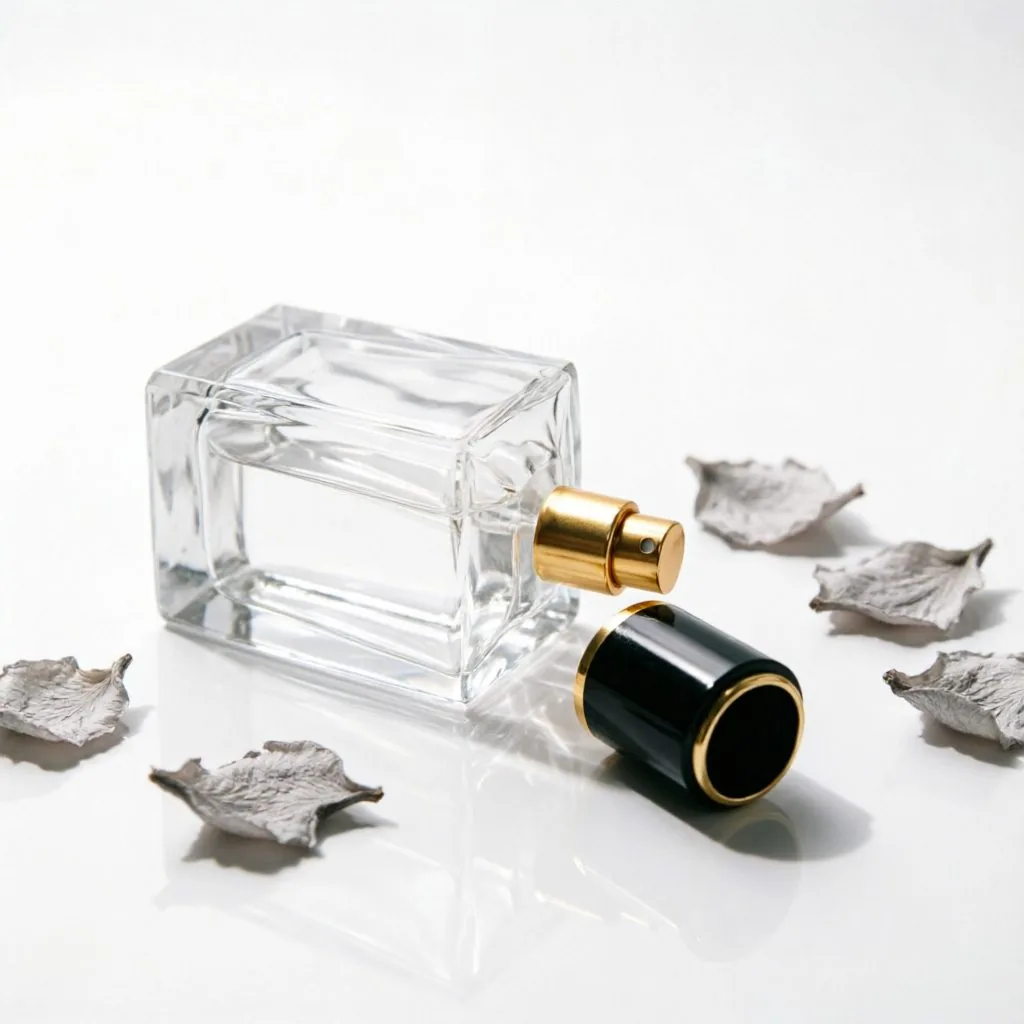 Classic Square Glass Parfümflasche mit Black Gold Cap 30ml 50ml 100ml