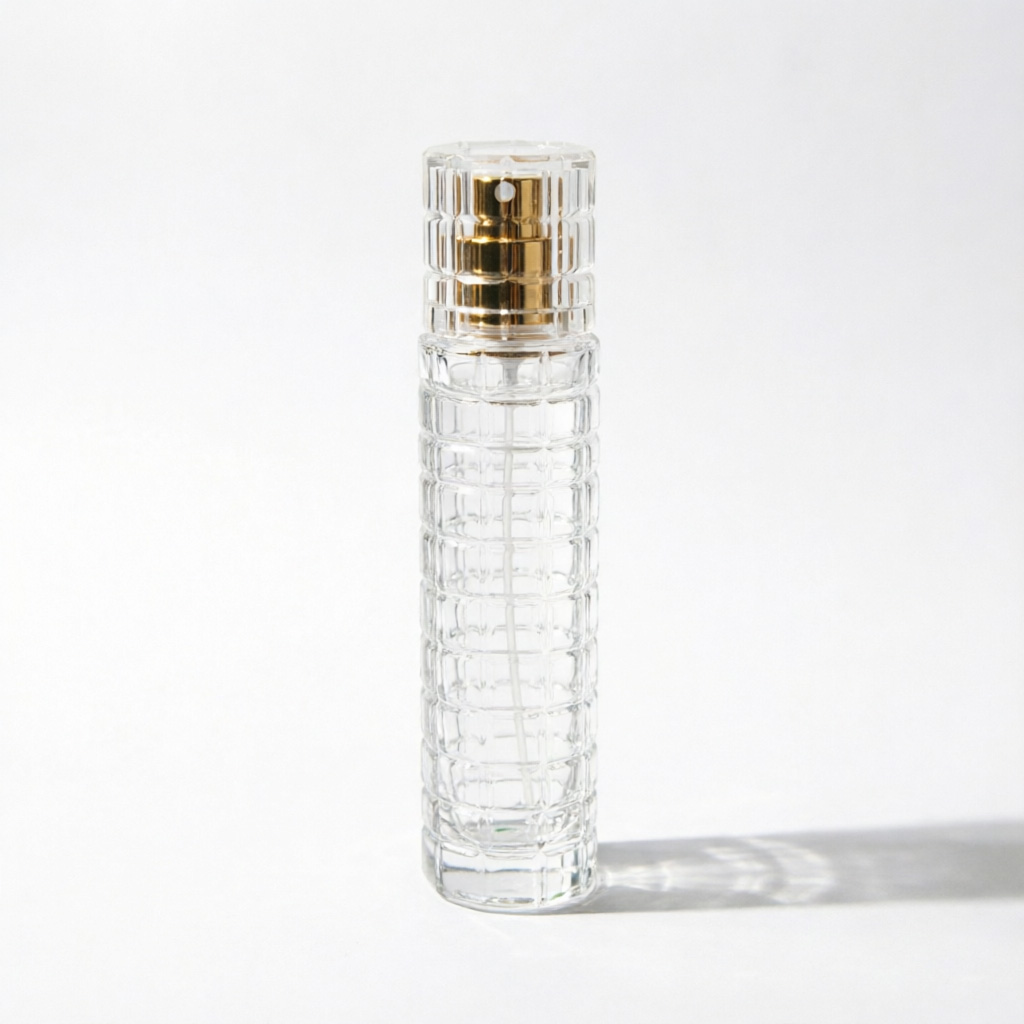 Vertical Ribbed Glass Perfume Bottle with Gold Cap 50ml