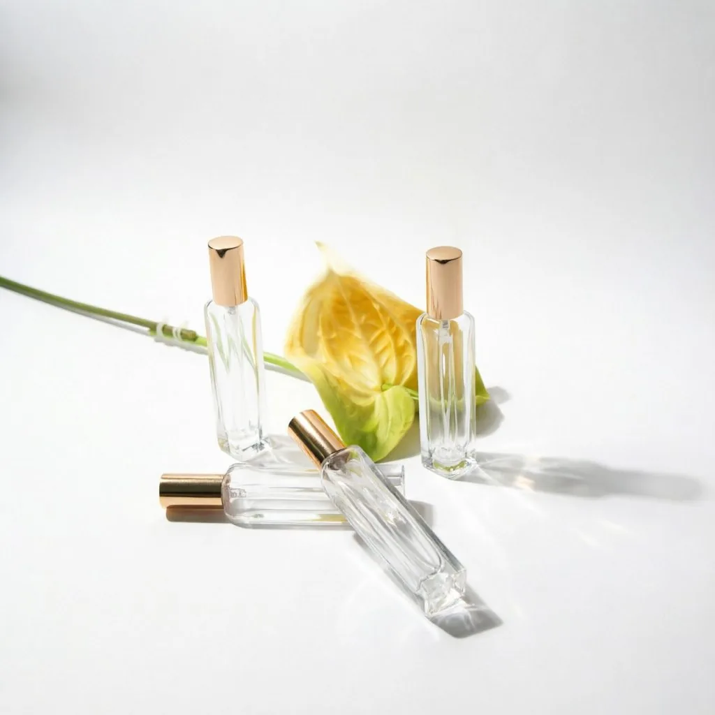 Beveled Rectangular Glass parfüm şişesi with Gold Cap 5ml 8ml 15ml 30ml 50ml
