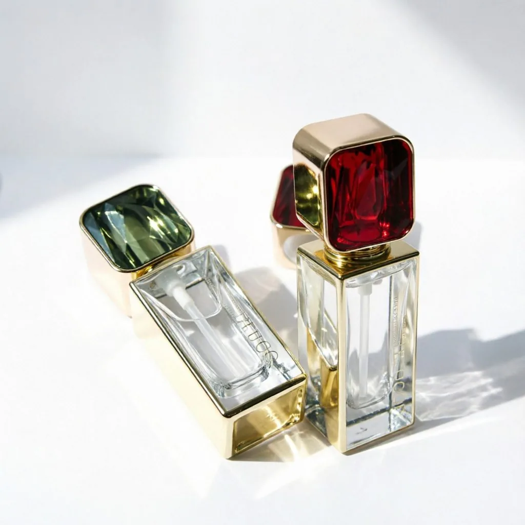 Luxury Rectangular Foundation Bottle with Gemstone Cap