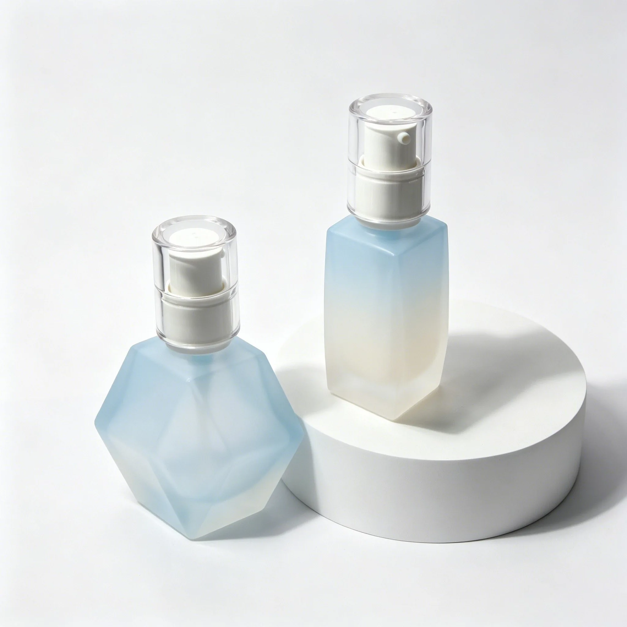 Blue Gradient Polygon Glass Essence Bottle 30ml